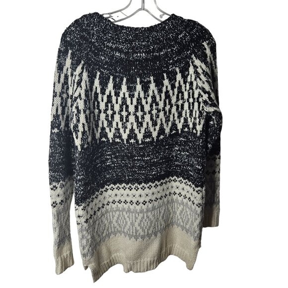 Merona Womens Nordic Pattern Knit Sweater M Black/White - Picture 5 of 5
